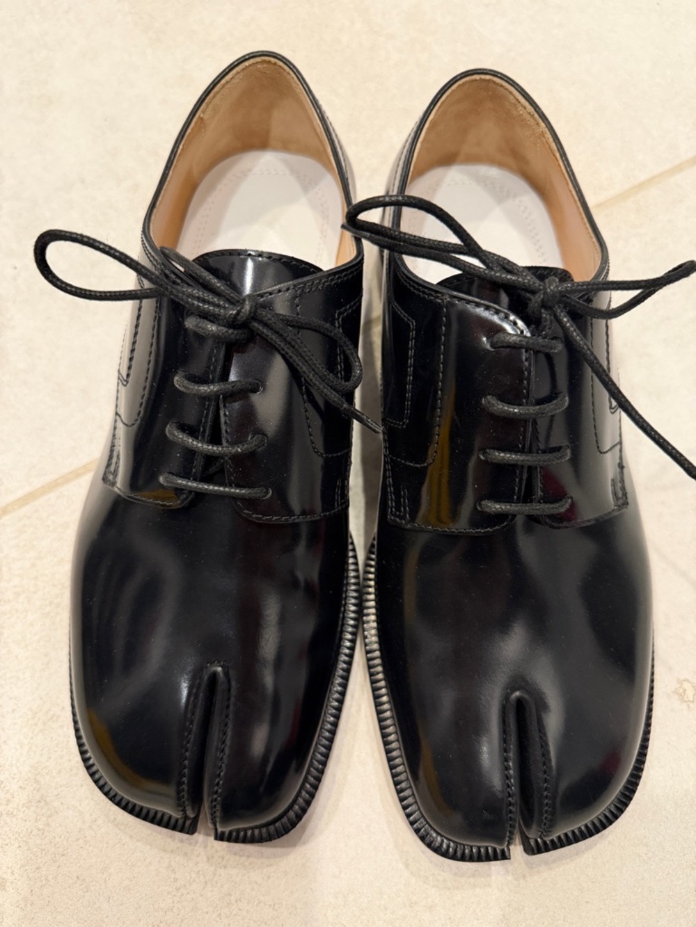 Maison Martin Margiela Black Split-Toe Derby Lace-Up Shoes
